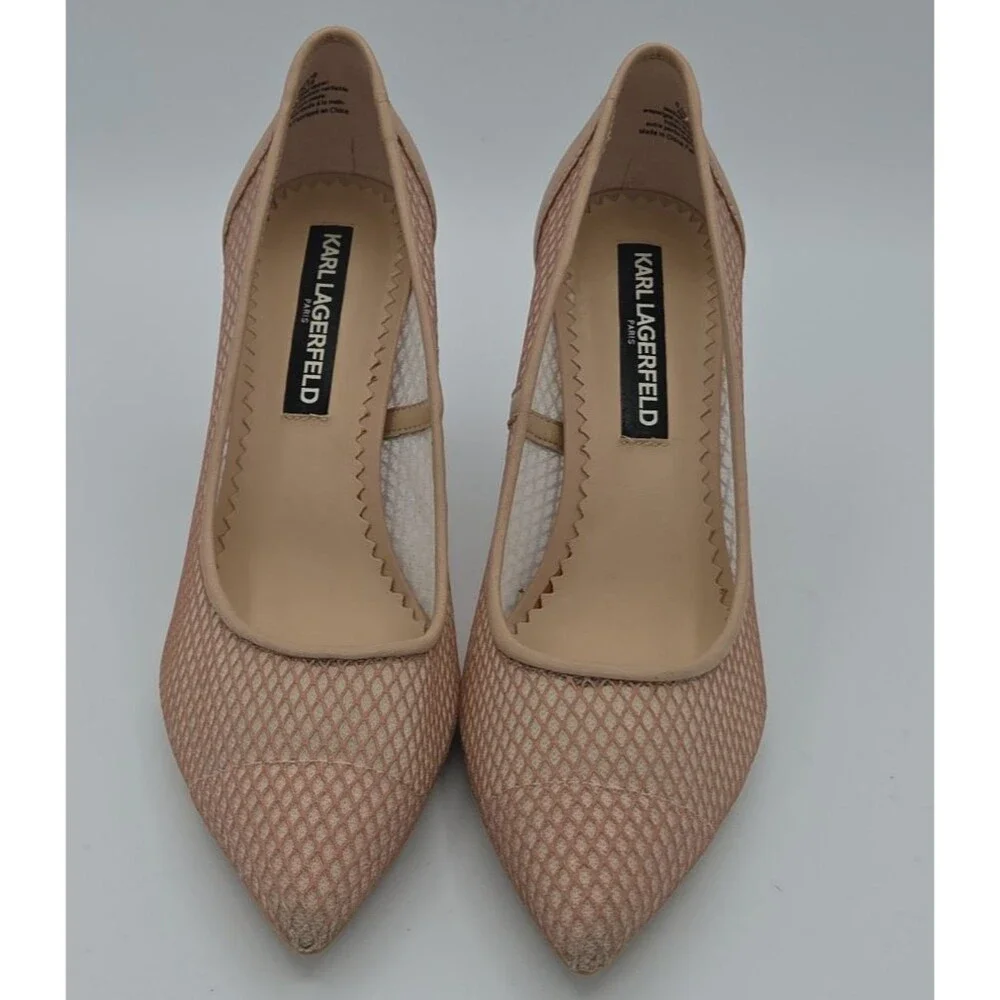 Karl Lagerfeld Paris NOS Rani Nude Mesh/Leather High Heels/Pumps Sz 6.5